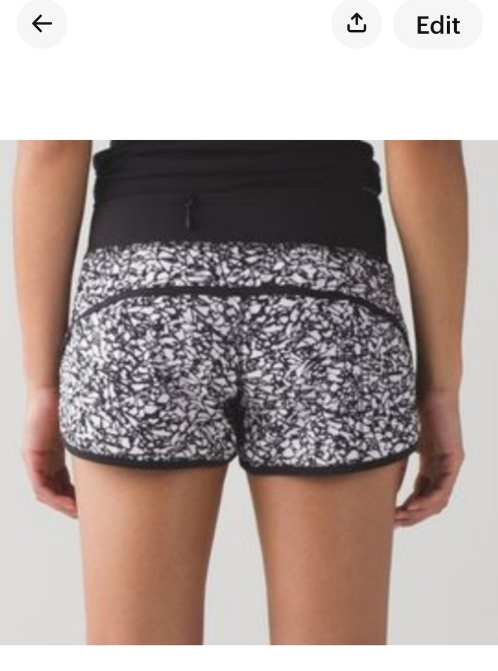 lululemon athletica Black & White Abstract Athletic Ice Breaker Shorts